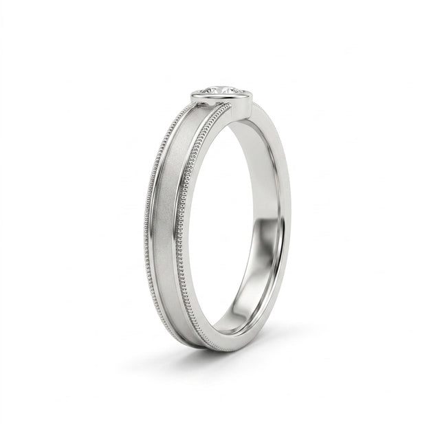 Low Profile Vintage Milgrain Round Wedding Band (1/10 ct.) in 18K White Gold