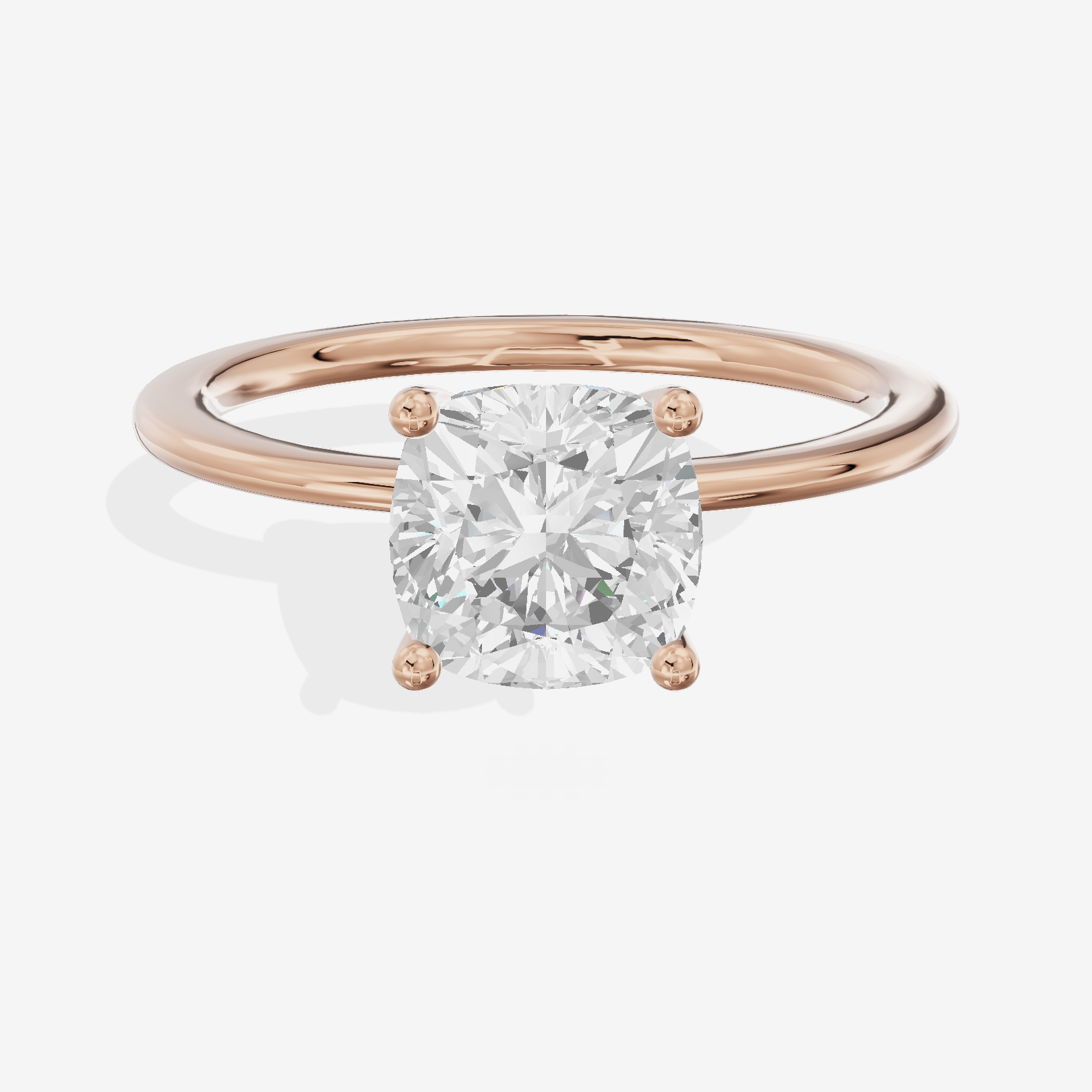 Whispered Promezza 1.4mm Cushion Solitaire Engagement Ring in 14K Rose Gold
