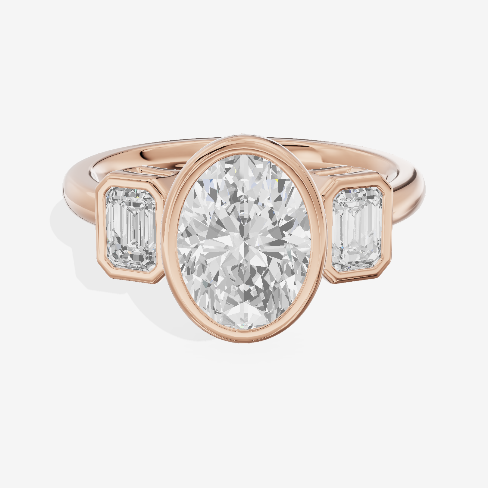 Vintage Sincere Three Stone Oval Engagement Ring (1/2 ct. tw.) in 18K Rose Gold