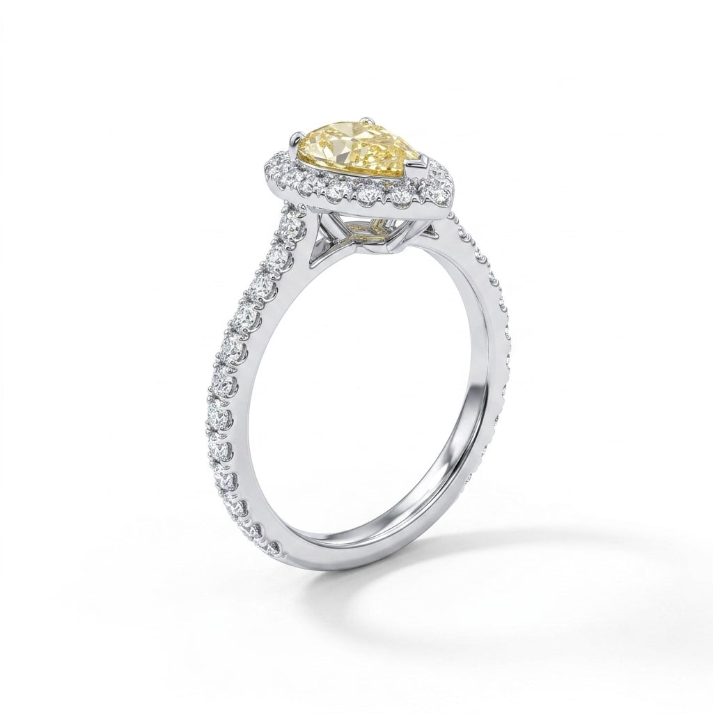 Halo Pavé Pear Engagement Ring