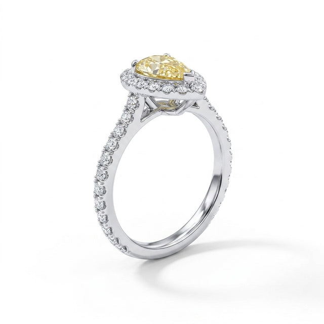 Halo Pavé Pear Engagement Ring