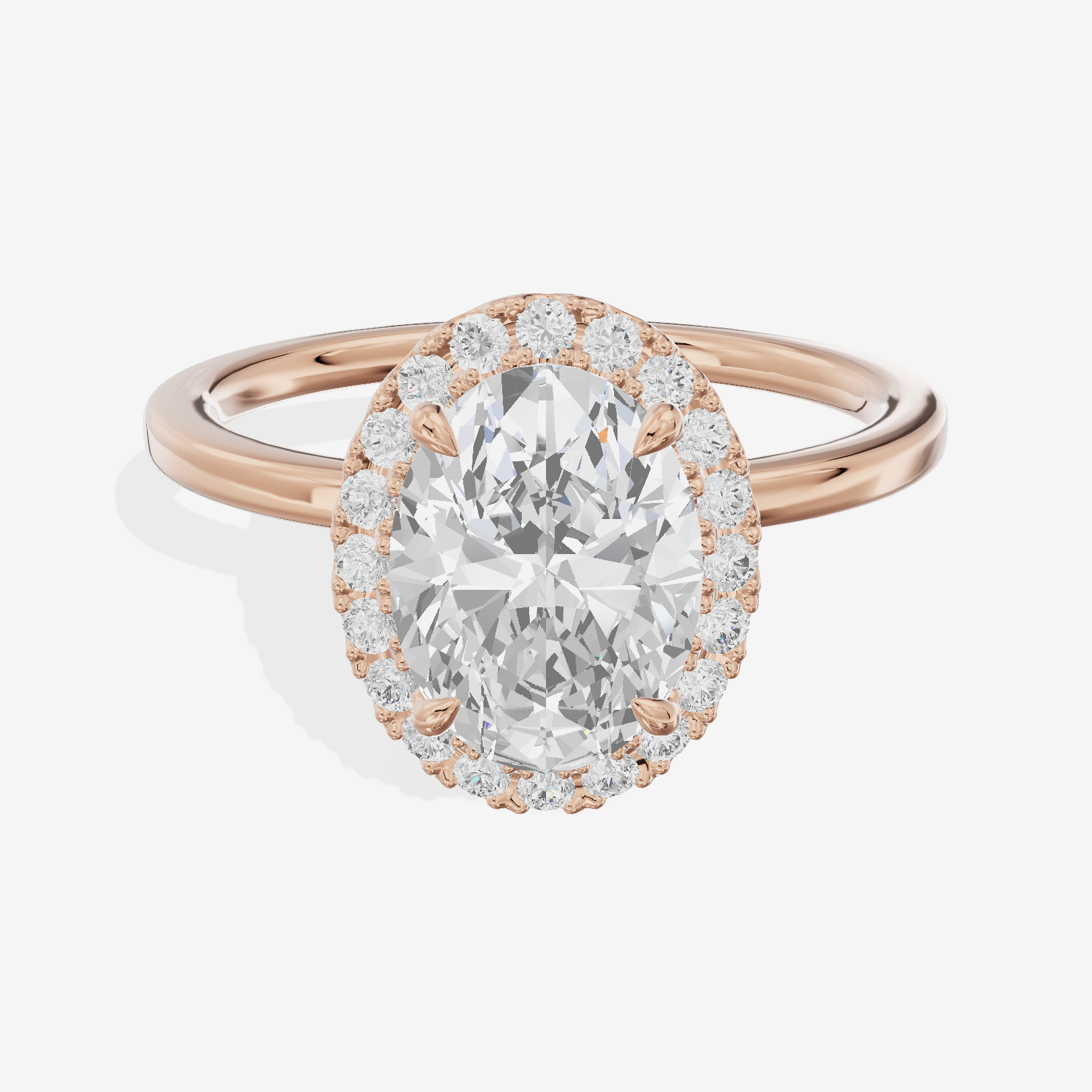 Lumina Halo Ring Oval Engagement Ring (1/4 ct. tw.) in 14K Rose Gold