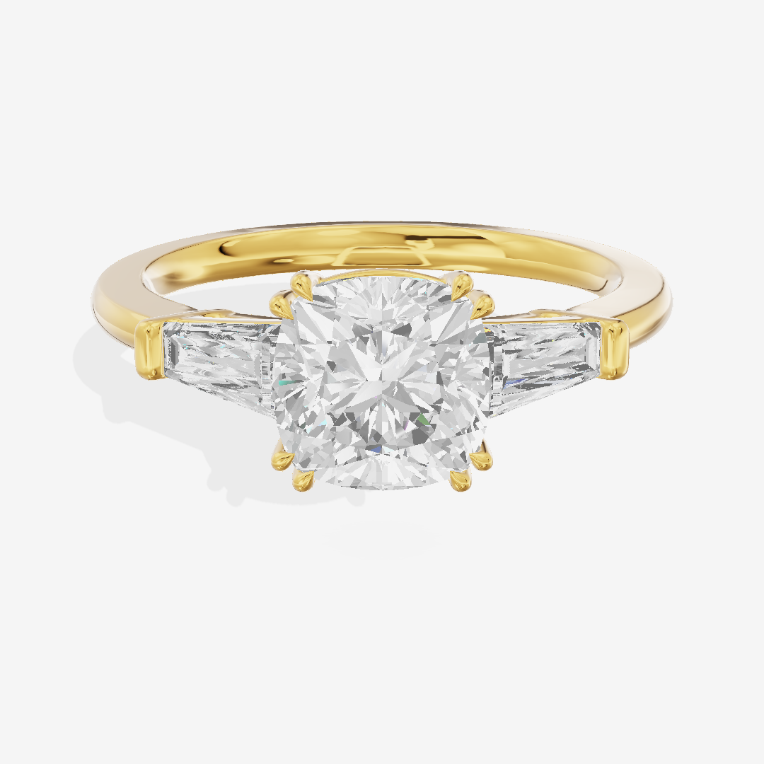 Lateria Three Stone Cushion Engagement Ring (1/2 ct. tw.) in 14K Yellow Gold
