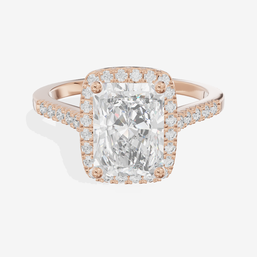 Lumera Halo Radiant Engagement Ring (1/5 ct. tw.) in 14K Rose Gold