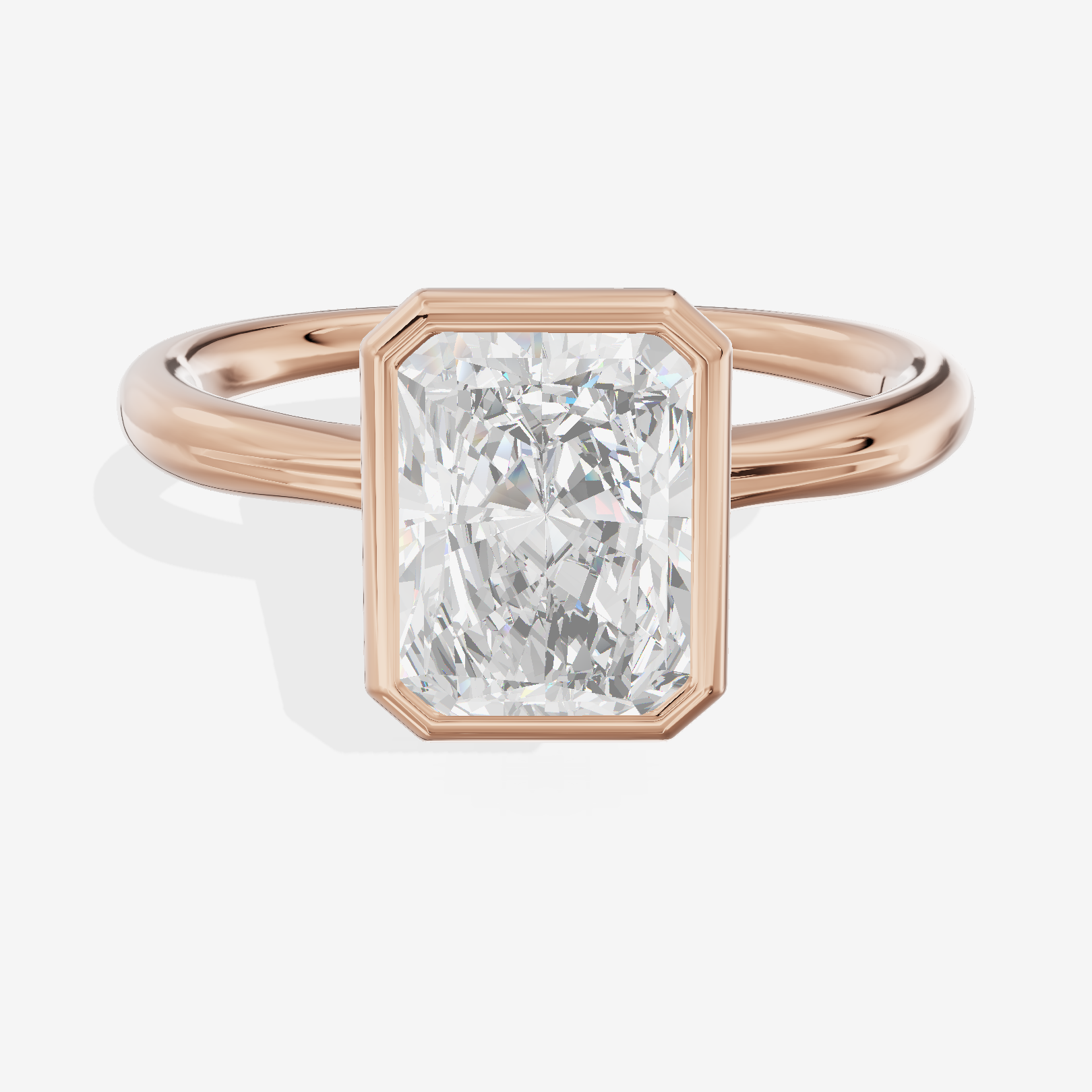 Coeurine Bezel 2mm Radiant Solitaire Engagement Ring in 18K Rose Gold