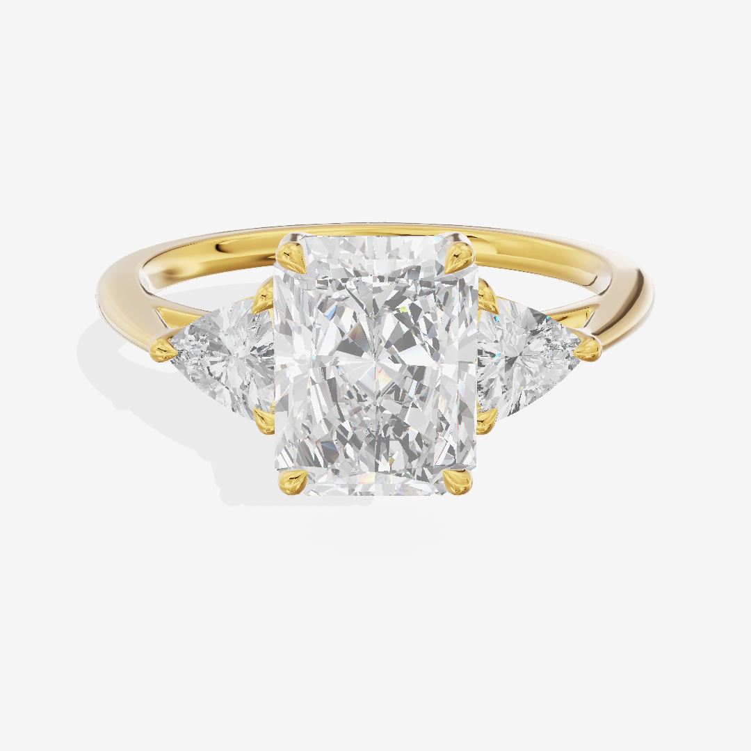 Luxe Coeurine Three Stone Radiant Engagement Ring (1/2 ct. tw.) in 18K Yellow Gold