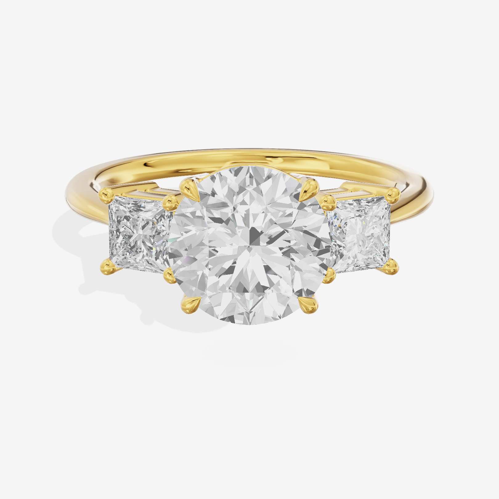 Royal Coeurine Three Stone Round Engagement Ring (1/2 ct. tw.) in 18K Yellow Gold