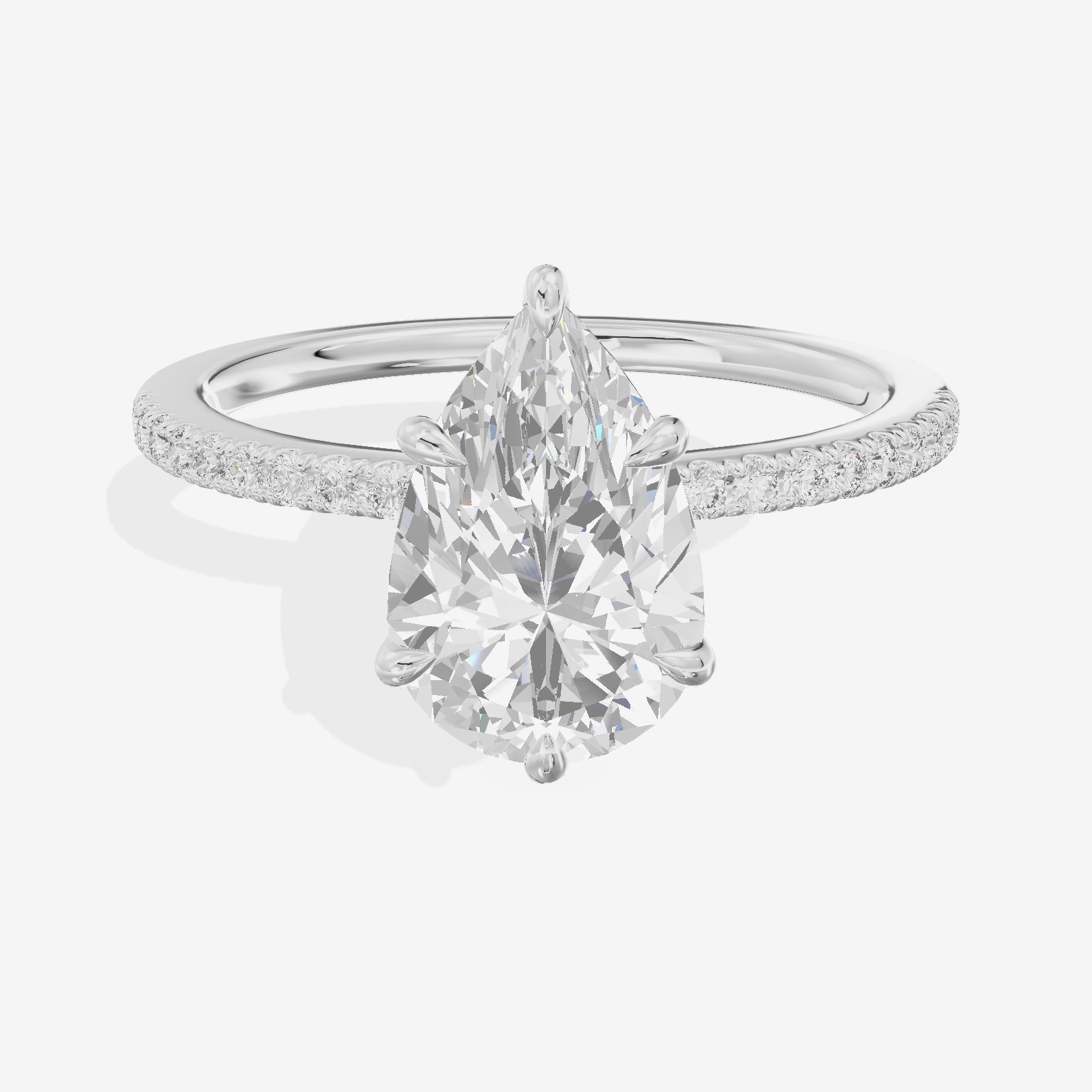 Grand Mirelle Pear Hidden Halo Engagement Ring (1/5 ct. tw.) in Platinum