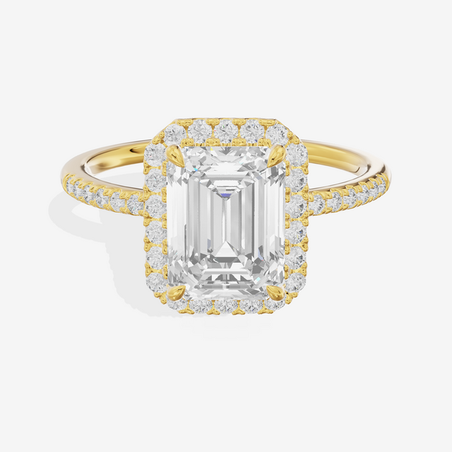 Vowsae Halo Emerald Engagement Ring (1/5 ct. tw.) in 18K Yellow Gold