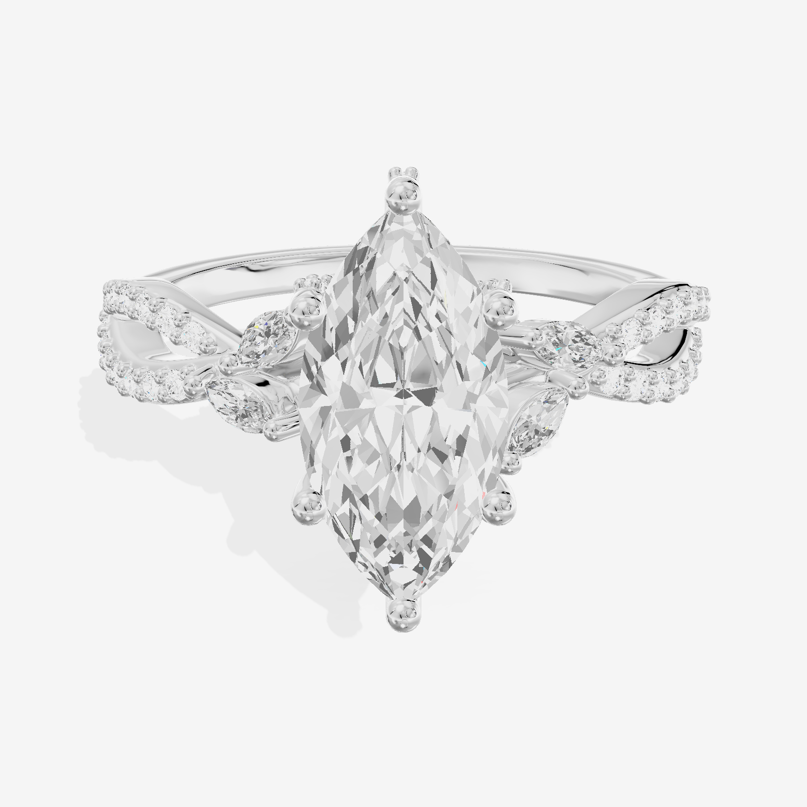 Luxe Heartline 1.5mm Marquise Engagement Ring with Side Stones (1/3 ct. tw.) in Platinum