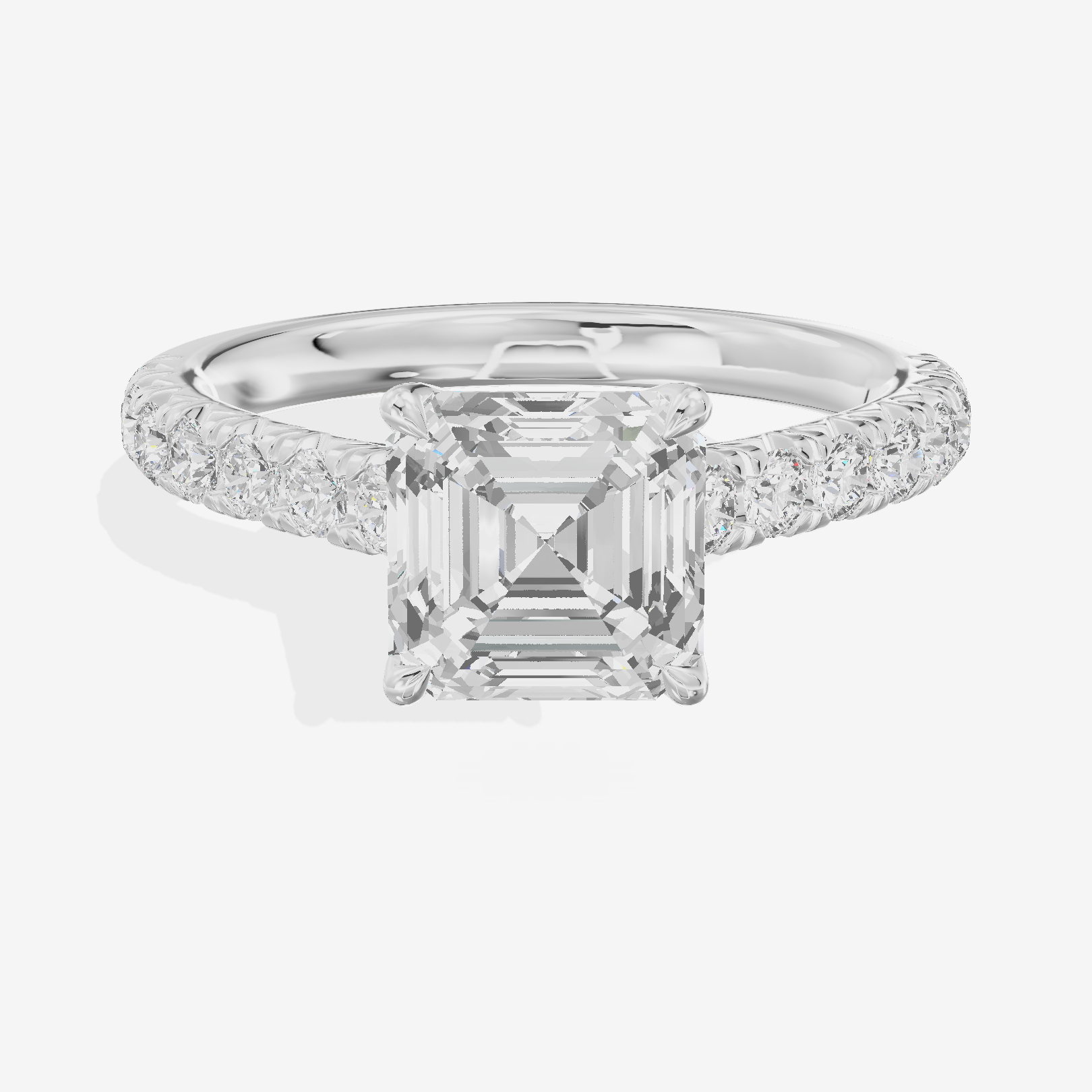 Whispered Sincere Asscher Engagement Ring with Side Stones (2/5 ct. tw.) in Platinum