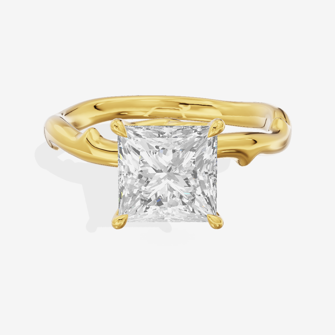Grand Cherubine Princess Engagement Ring with Side Stones (1/4 ct. tw.) in 14K Yellow Gold