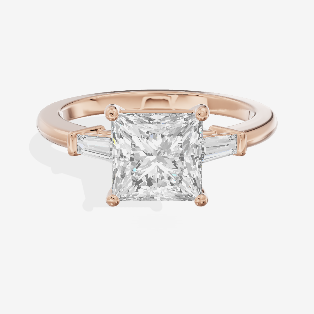Eternal Coeurine Three Stone Princess Engagement Ring (1/5 ct. tw.) in 18K Rose Gold