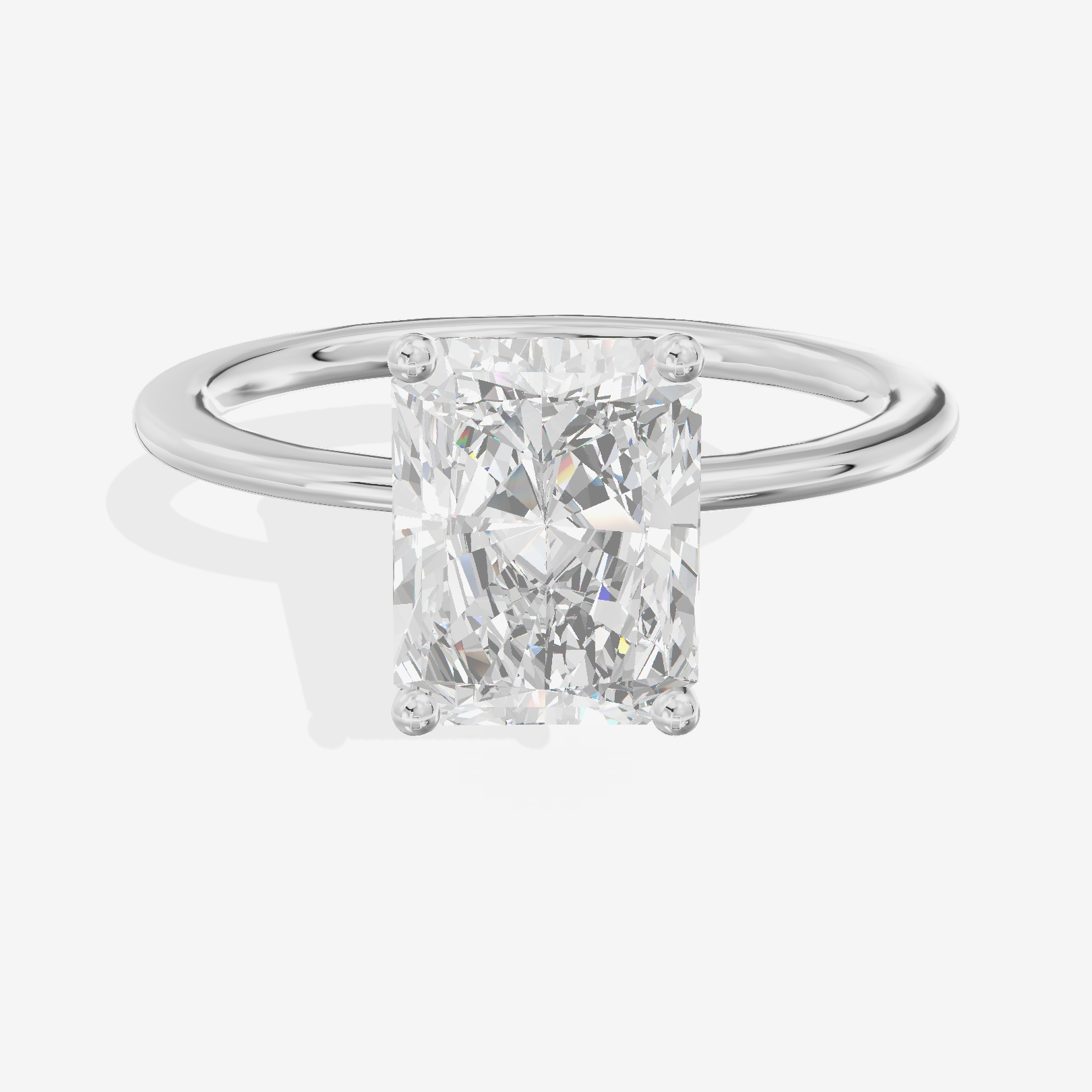 Whispered Promezza 1.4mm Radiant Solitaire Engagement Ring in Platinum