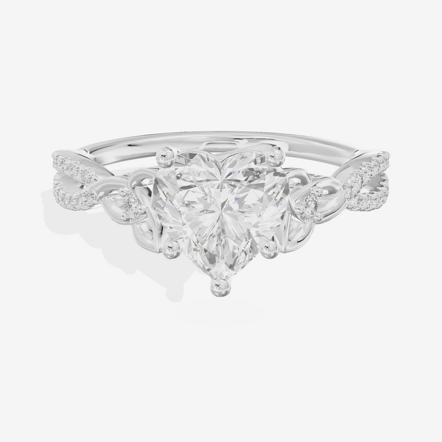 Luxe Sincere Heart Engagement Ring with Side Stones (1/10 ct. tw.) in 14K White Gold
