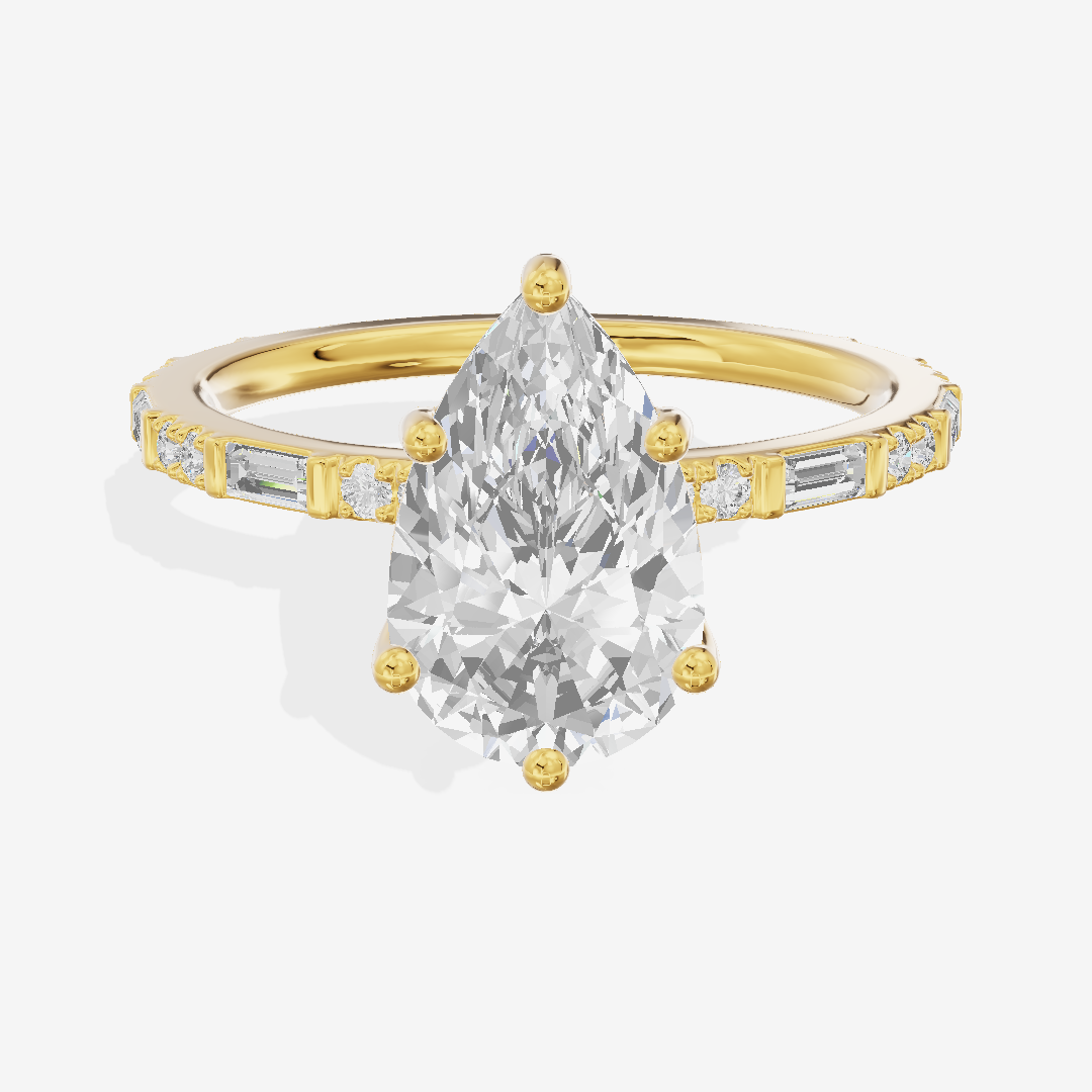 Twine Cathedral 1.8mm Pear Solitaire Engagement Ring (1/2 ct. tw.) in 18K Yellow Gold