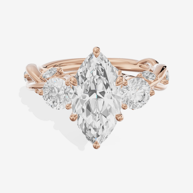 Modern Vowsae Three Stone Marquise Engagement Ring (3/4 ct. tw.) in 14K Rose Gold