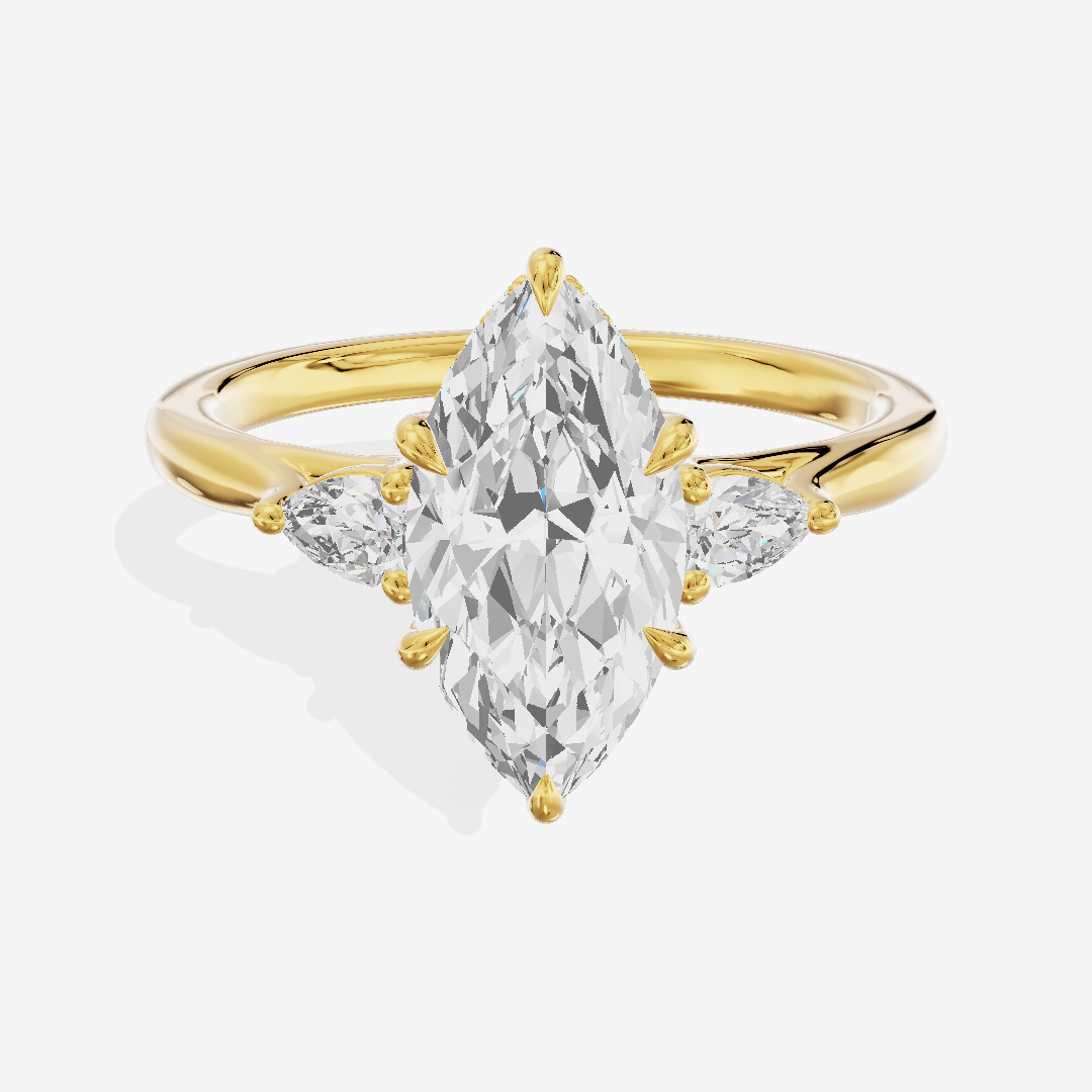 Aurea Three Stone Marquise Engagement Ring (1/4 ct. tw.) in 14K Yellow Gold