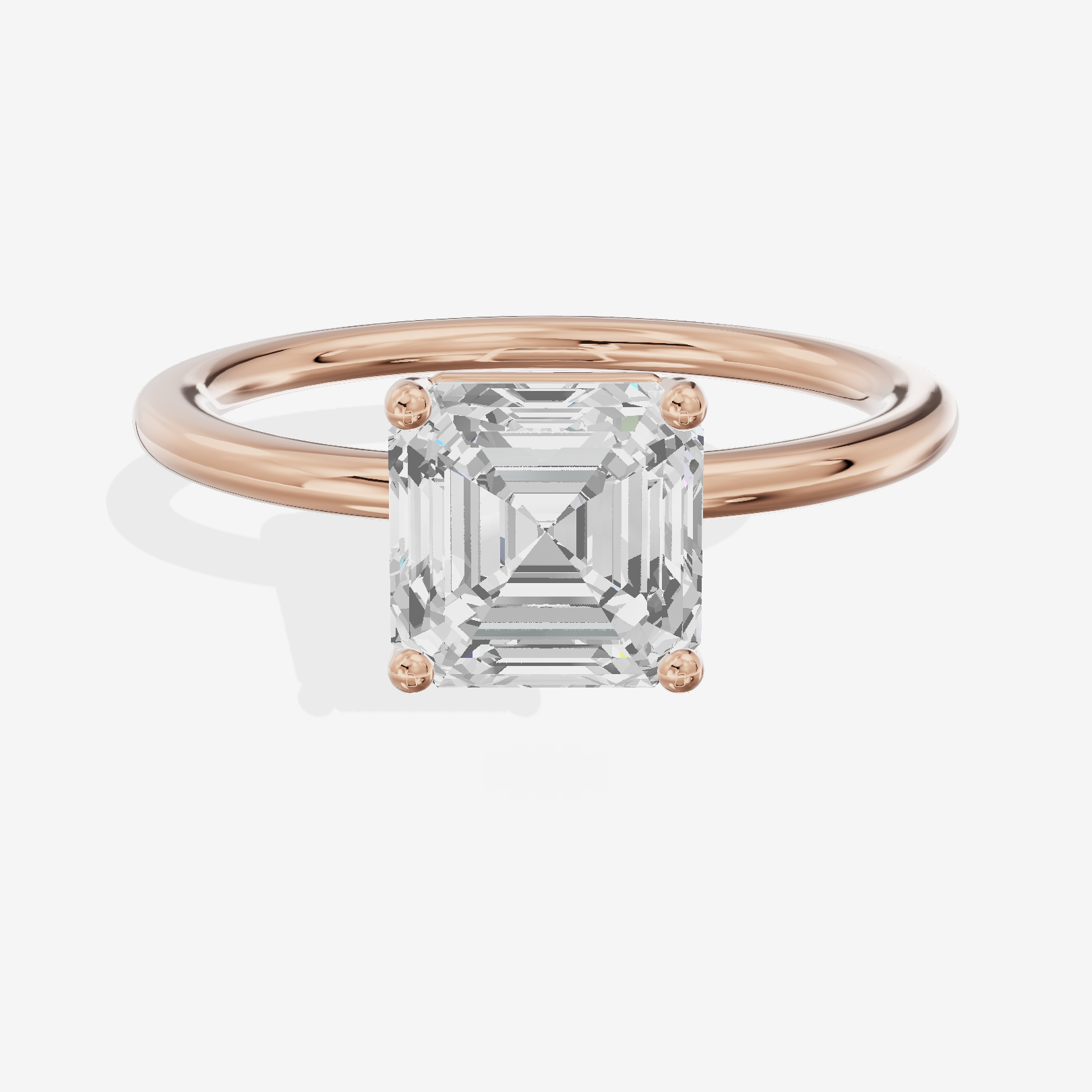 Crowned Vowsae 1.5mm Asscher Solitaire Engagement Ring in 14K Rose Gold