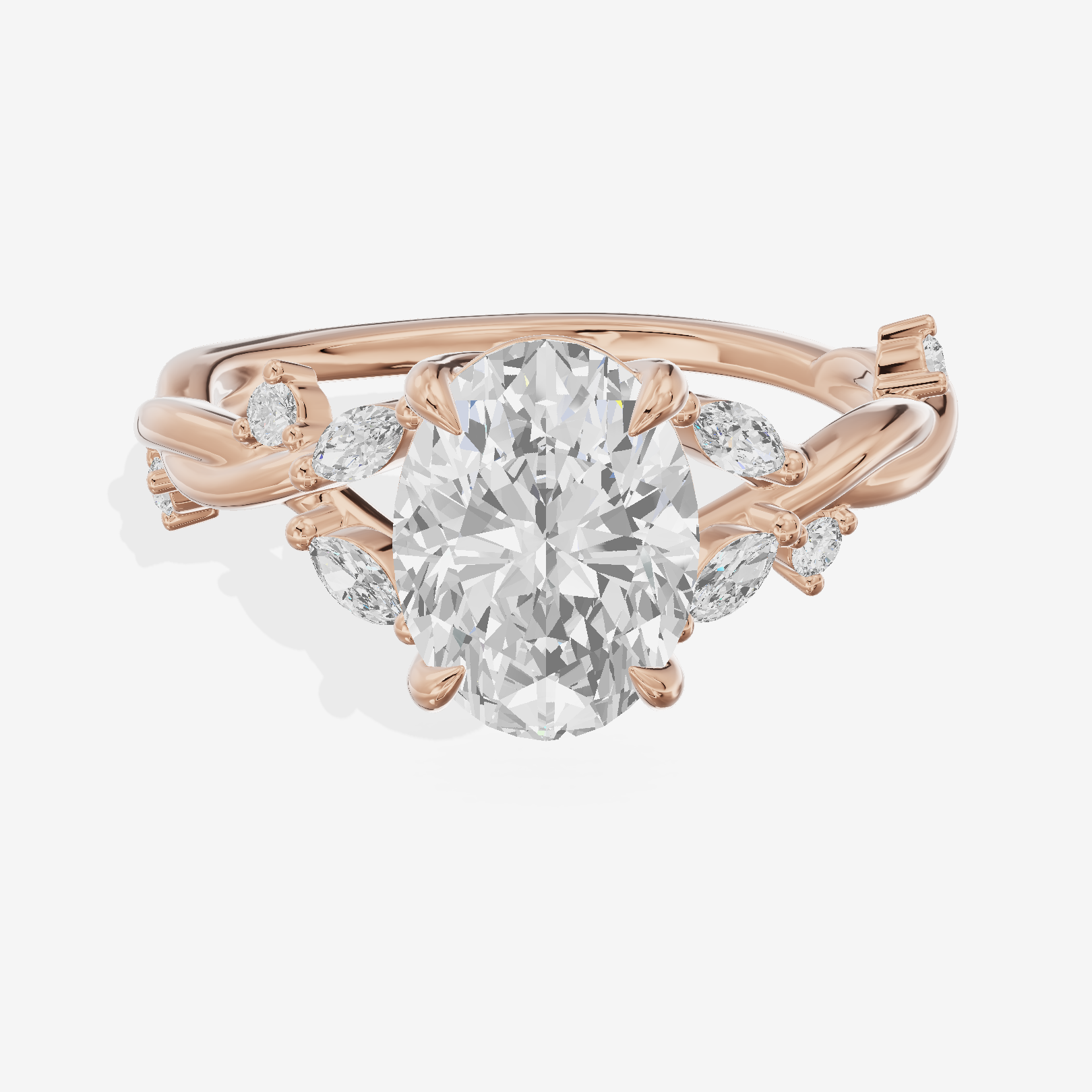 Twined Vowsae Oval Twisted Engagement Ring (1/6 ct. tw.) in 18K Rose Gold