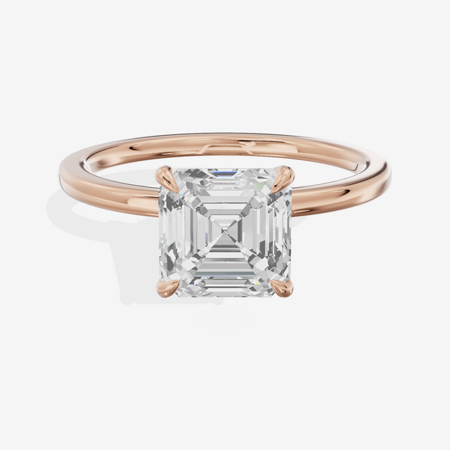 Sincere Halo Asscher Engagement Ring (1/15 ct. tw.) in 14K Rose Gold