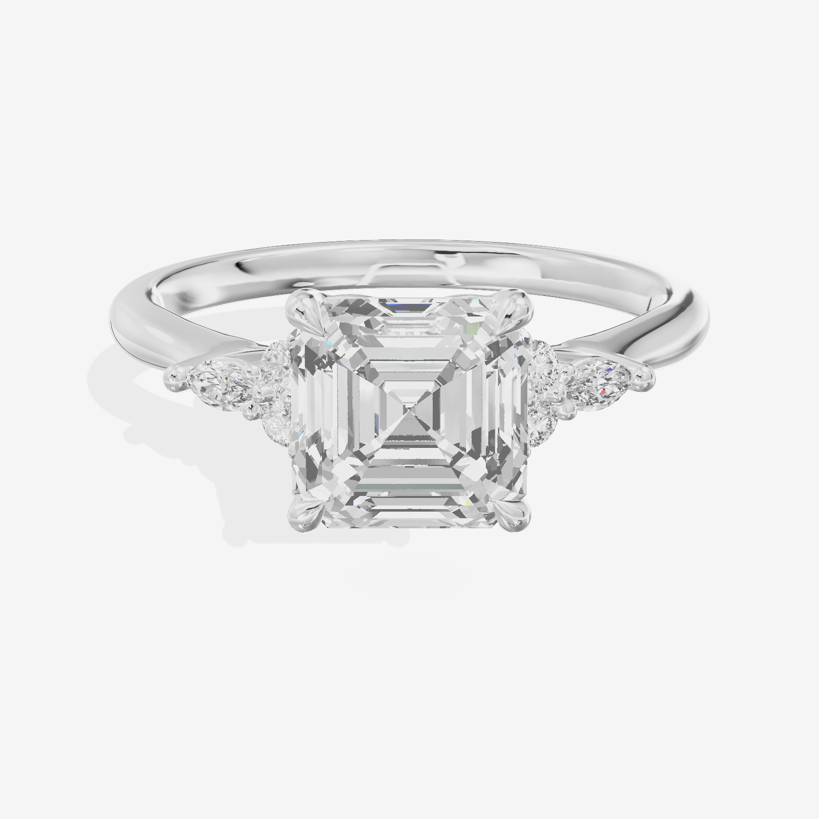 Grand Whisper Asscher Engagement Ring with Side Stones (1/6 ct. tw.) in Platinum