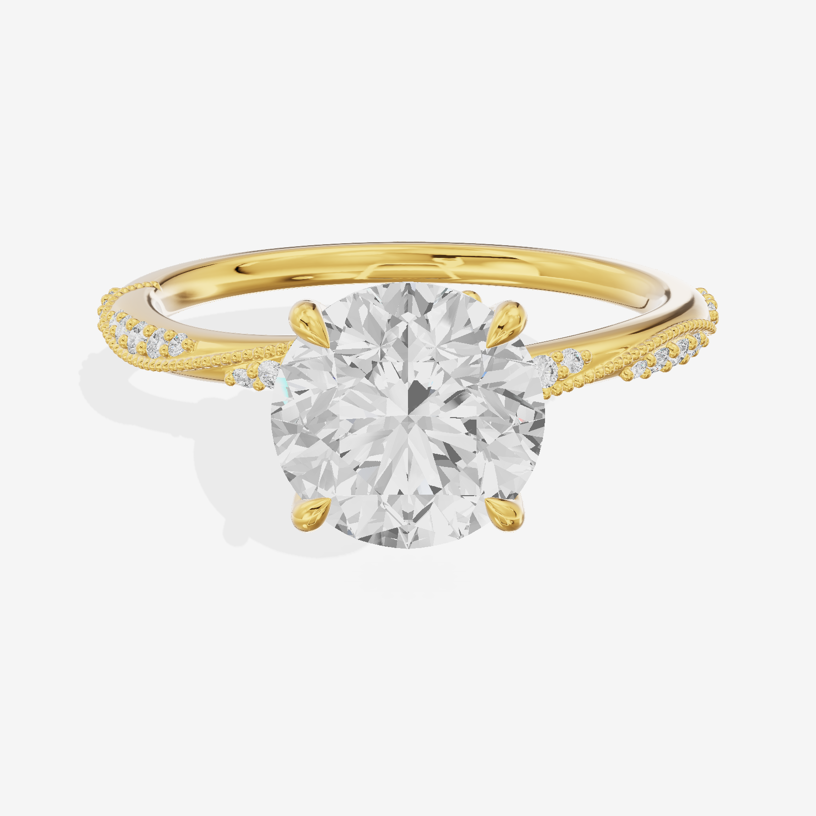 Modern Selenia Round Engagement Ring with Side Stones (1/6 ct. tw.) in 18K Yellow Gold
