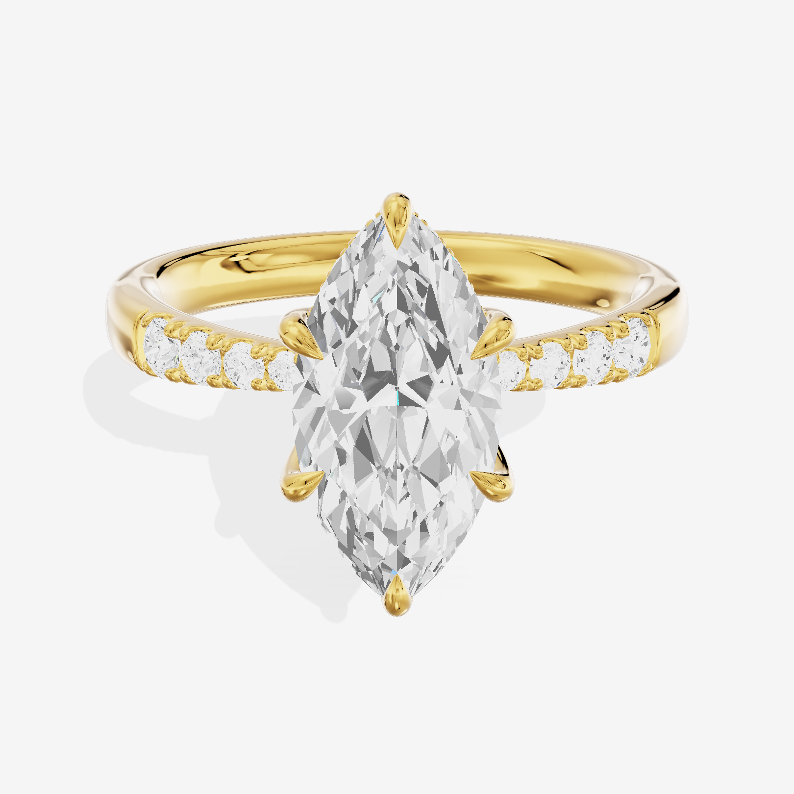 Classic Tensare Marquise Engagement Ring with Hidden Halos (1/15 ct. tw.) in 14K Yellow Gold