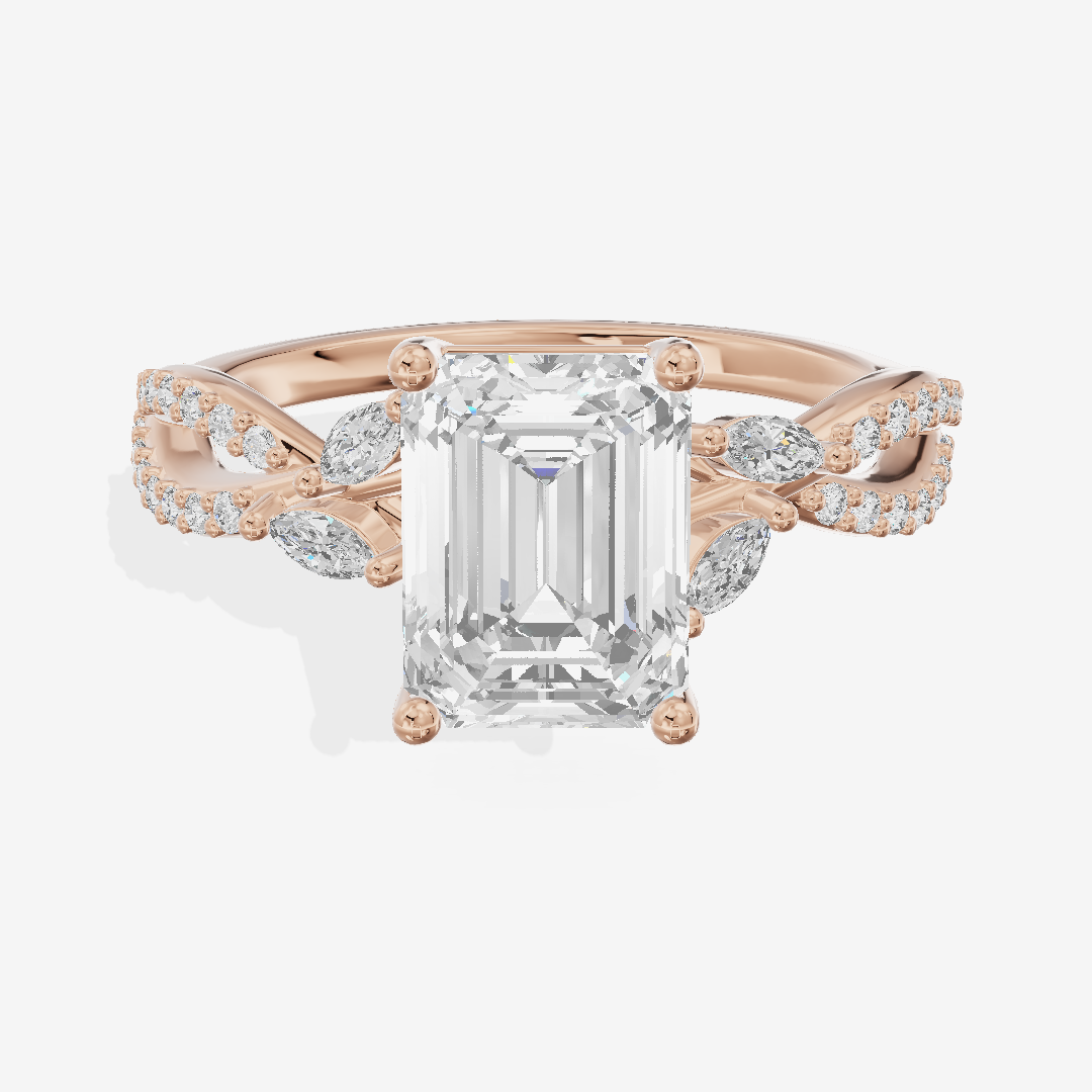 Luxe Domeline 1.5mm Emerald Solitaire Engagement Ring (1/8 ct. tw.) in 18K Rose Gold