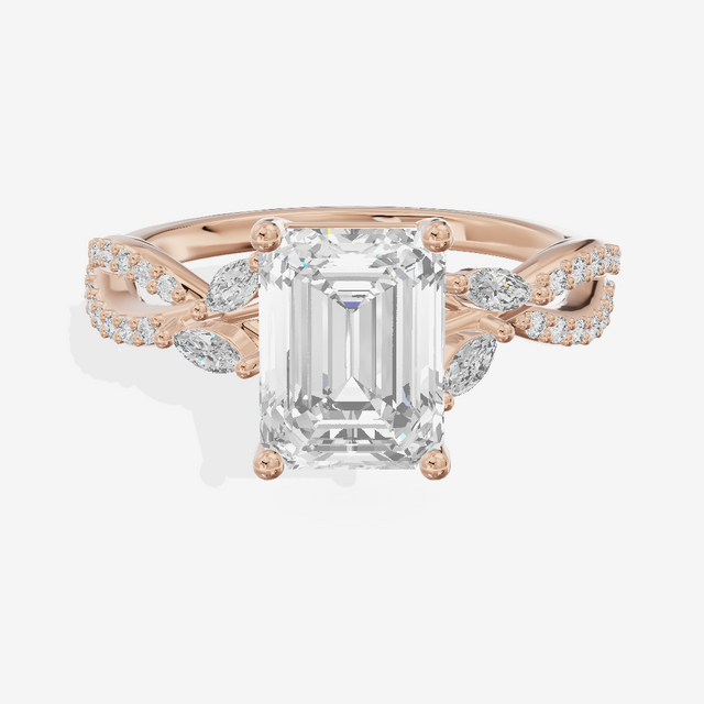 Luxe Domeline 1.5mm Emerald Solitaire Engagement Ring (1/8 ct. tw.) in 18K Rose Gold