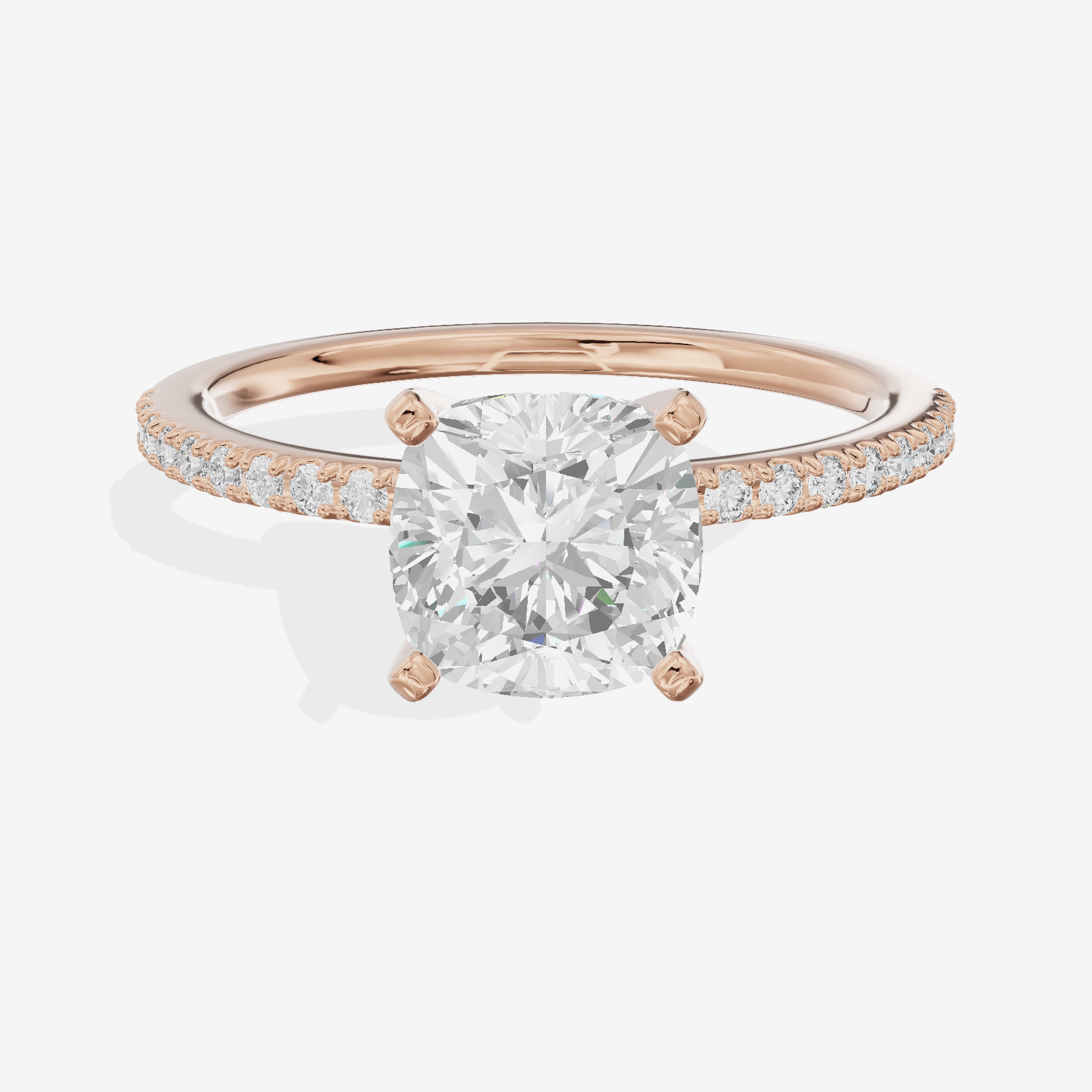 Grand Mayrelle Cushion Engagement Ring with Side Stones (1/8 ct. tw.) in 14K Rose Gold