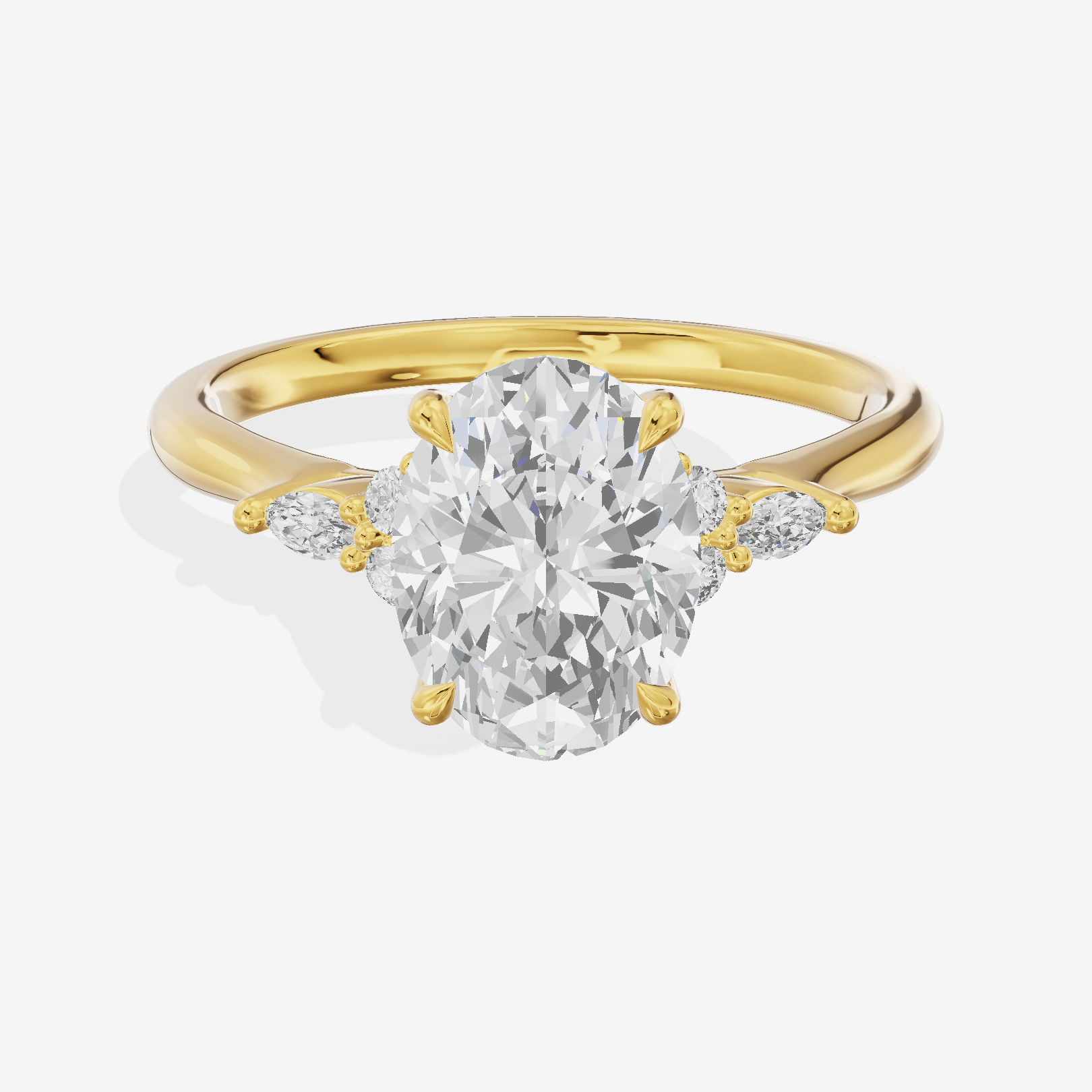 Grand Whisper Oval Engagement Ring with Side Stones (1/6 ct. tw.) in 18K Yellow Gold