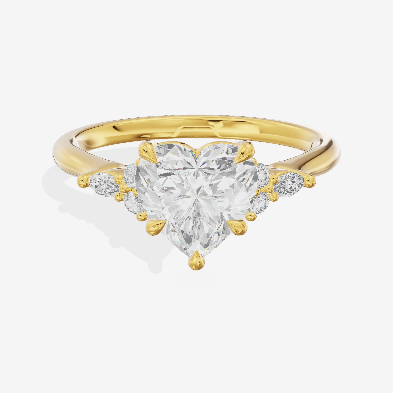 Tender Heartline Heart Engagement Ring with Side Stones (1/10 ct. tw.) in 14K Yellow Gold