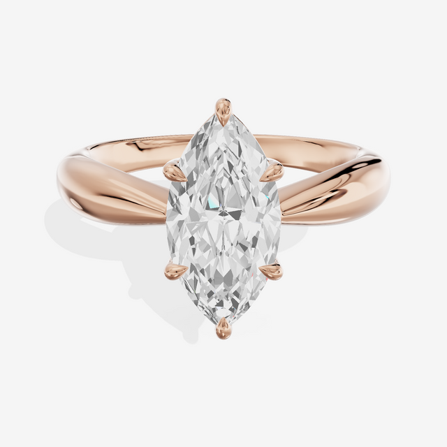 Aimora Trellis 2mm Marquise Solitaire Engagement Ring in 14K Rose Gold