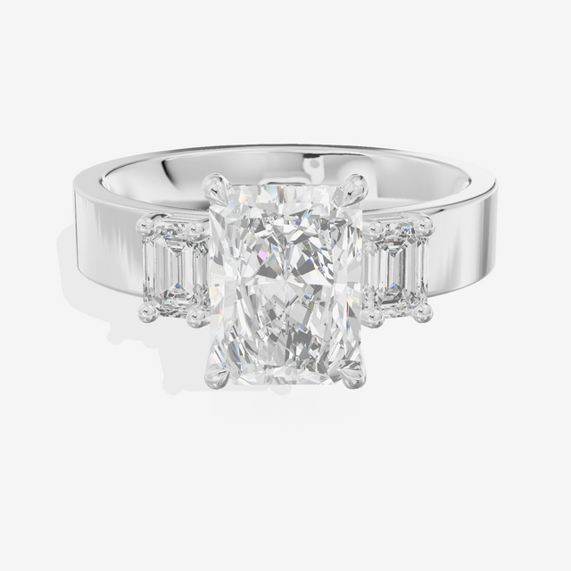 Vintage Vowsae Three Stone Radiant Engagement Ring (1/2 ct. tw.) in Platinum