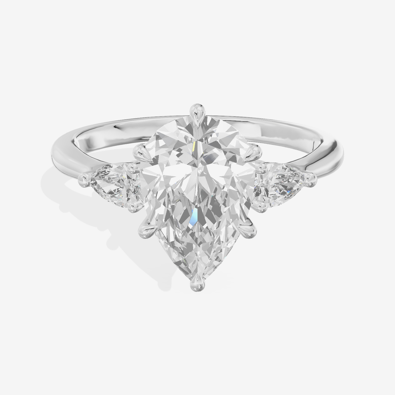 Petite Aimora Three Stone Pear Engagement Ring (1/4 ct. tw.) in 18K White Gold