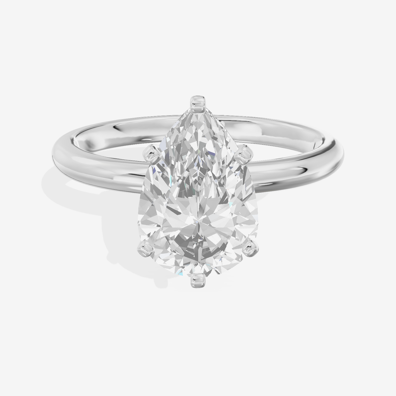 Classic Sincere 2mm Pear Six-Prong Engagement Ring in 18K White Gold