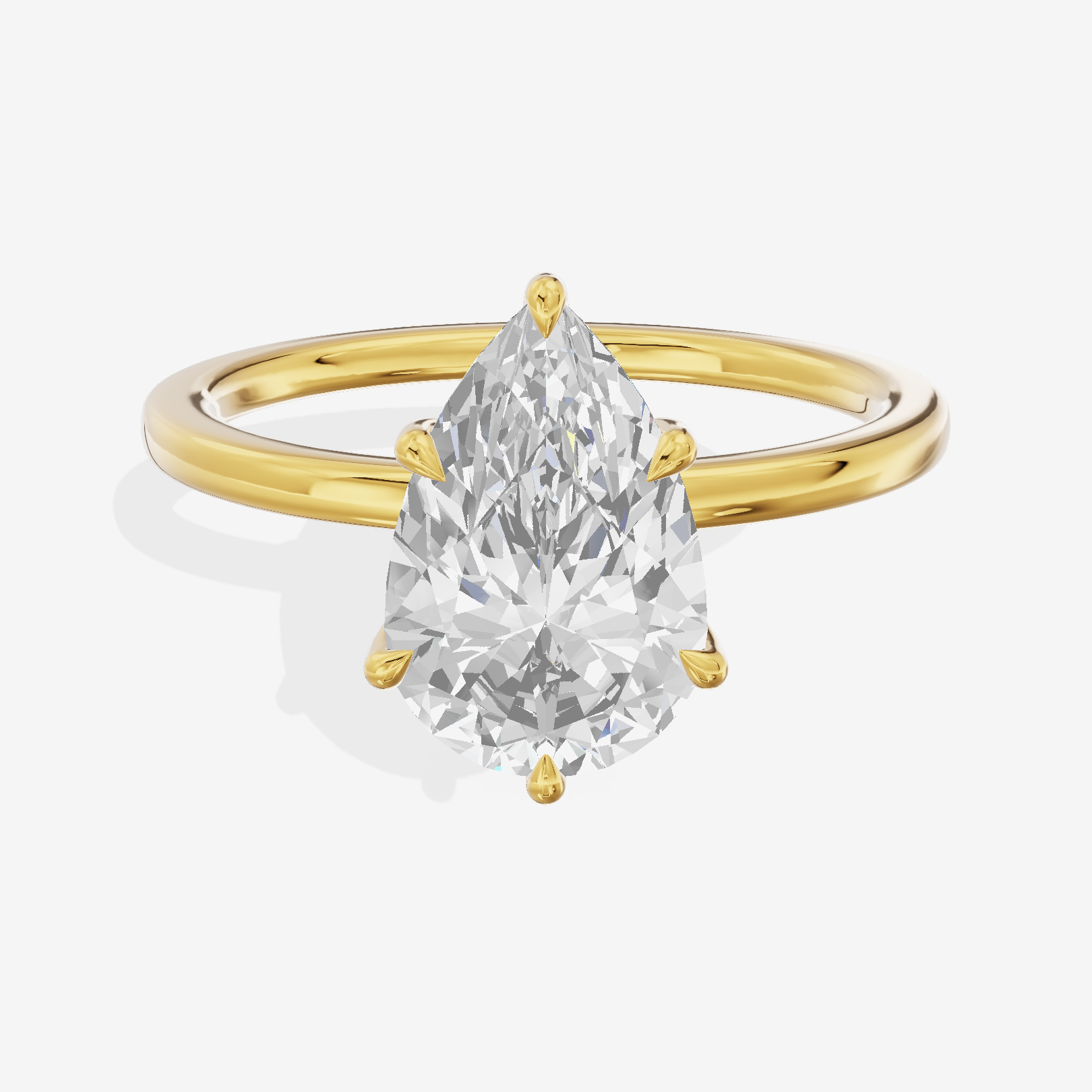 Tender Aimora Pear Engagement Ring with Hidden Halos (1/20 ct. tw.) in 14K Yellow Gold