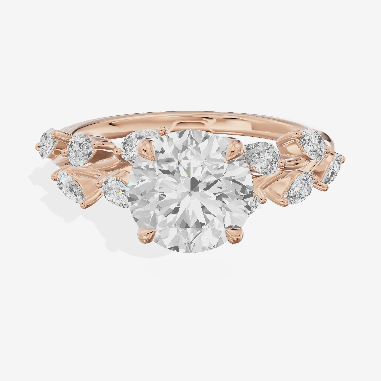 Classic Promezza Round Engagement Ring with Side Stones (1/2 ct. tw.) in 18K Rose Gold