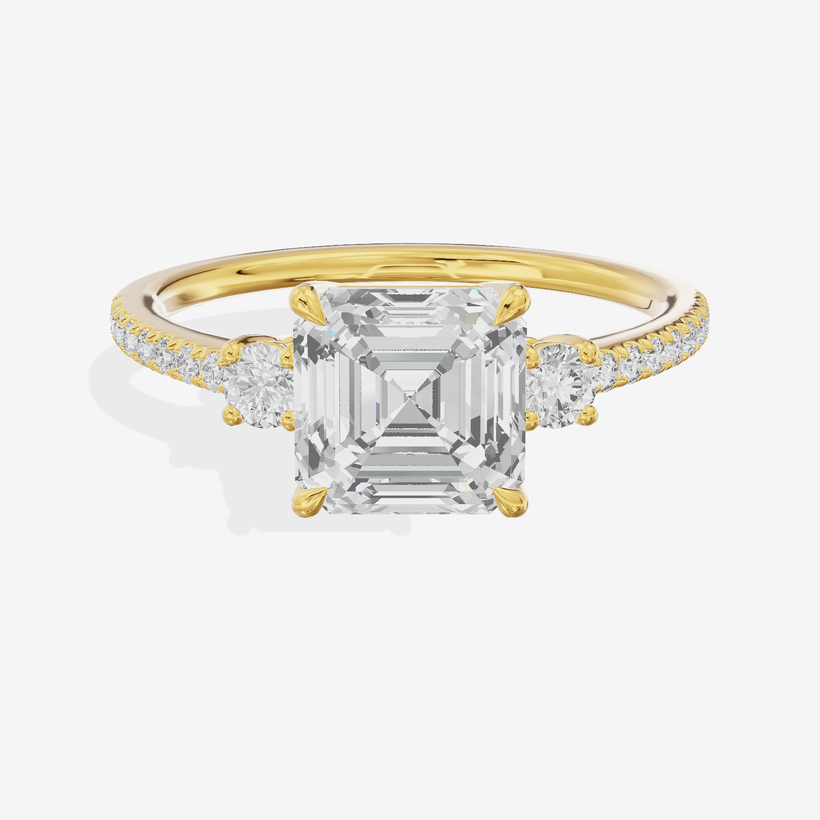 Mirth Three Stone Asscher Engagement Ring (1/4 ct. tw.) in 18K Yellow Gold