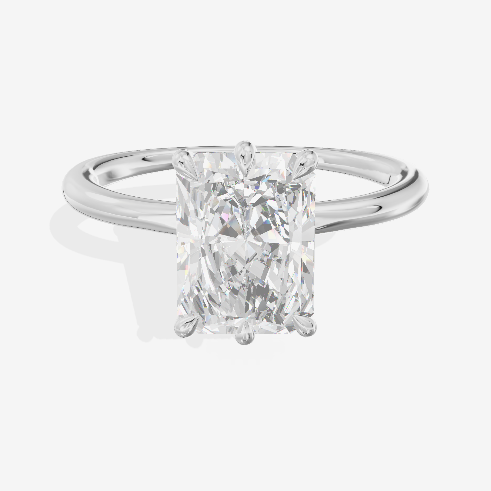 Modern Aimora 2.3mm Radiant Six-Prong Engagement Ring in 14K White Gold