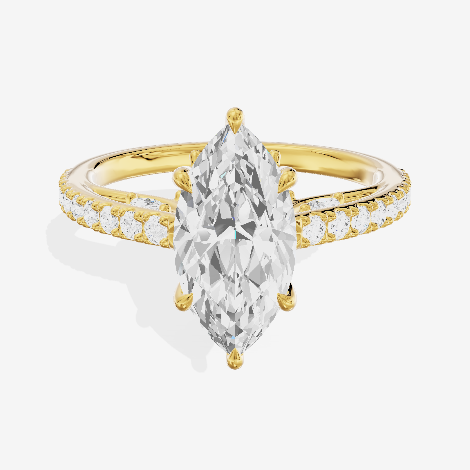 Twine Cathedral 1.8mm Marquise Solitaire Engagement Ring (1/2 ct. tw.) in 18K Yellow Gold