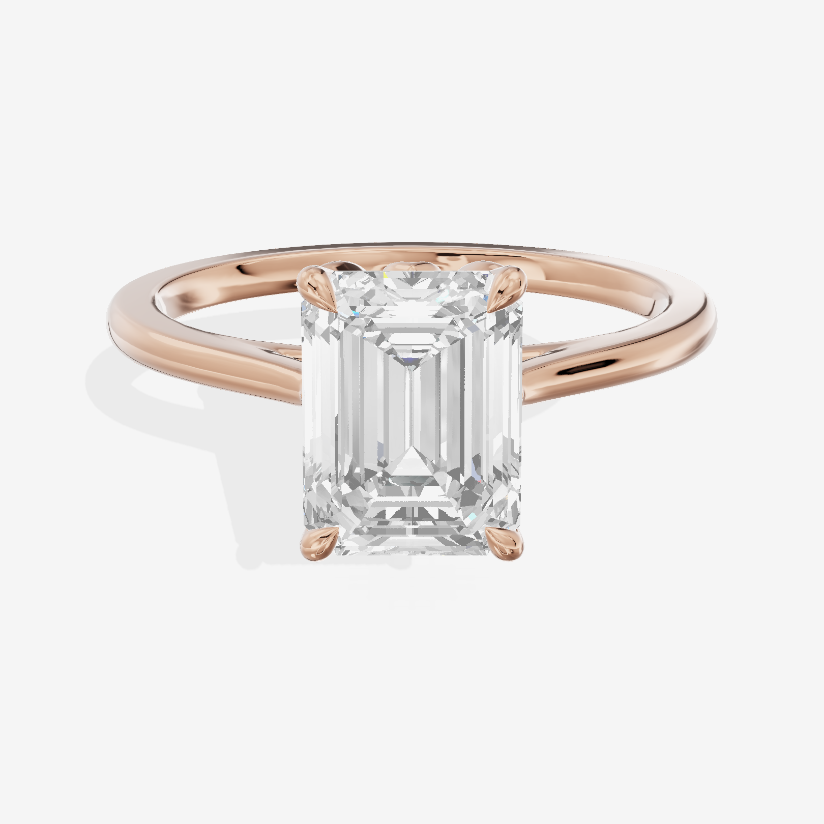 Coeurine Cathedral 1.5mm Emerald Solitaire Engagement Ring in 18K Rose Gold