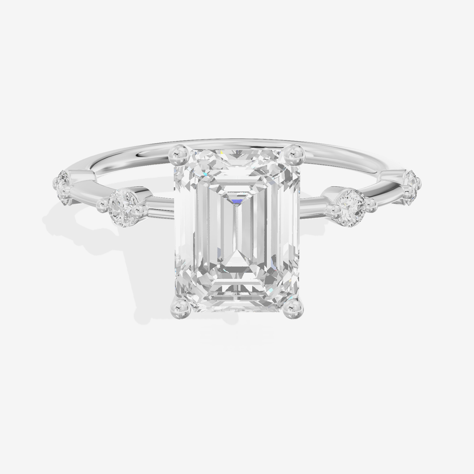 Grand Trueheart Emerald Engagement Ring with Side Stones (1/2 ct. tw.) in 14K White Gold