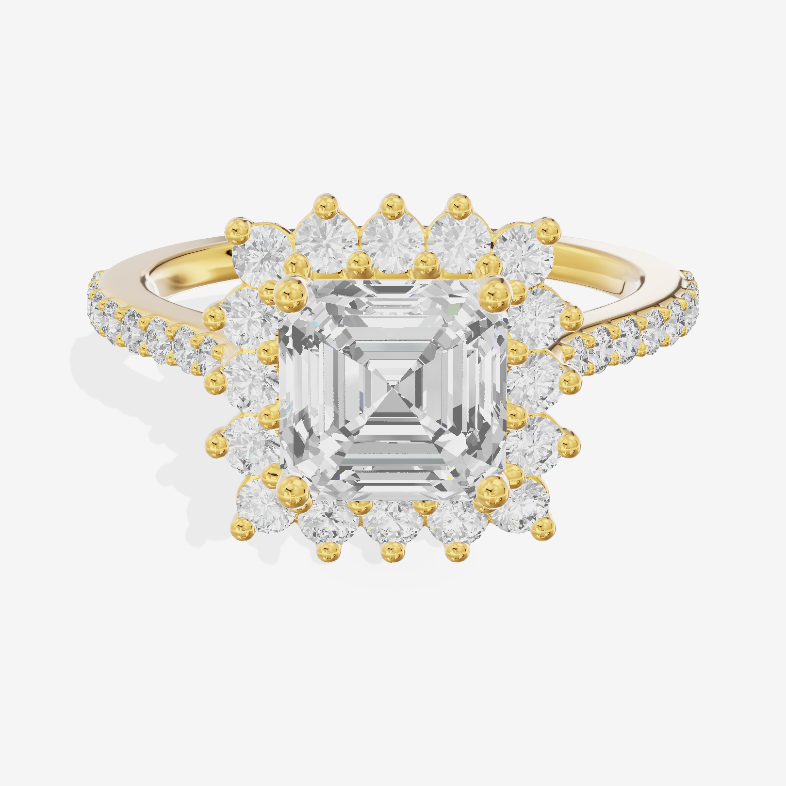 Luxe Linger Asscher Halo Engagement Ring (1/2 ct. tw.) in 14K Yellow Gold