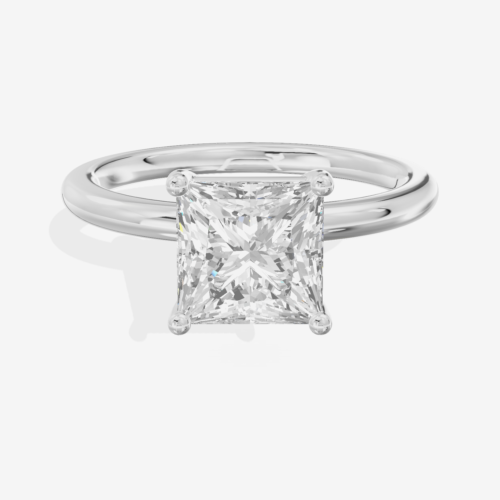 Tender 2mm Princess Solitaire Engagement Ring in Platinum