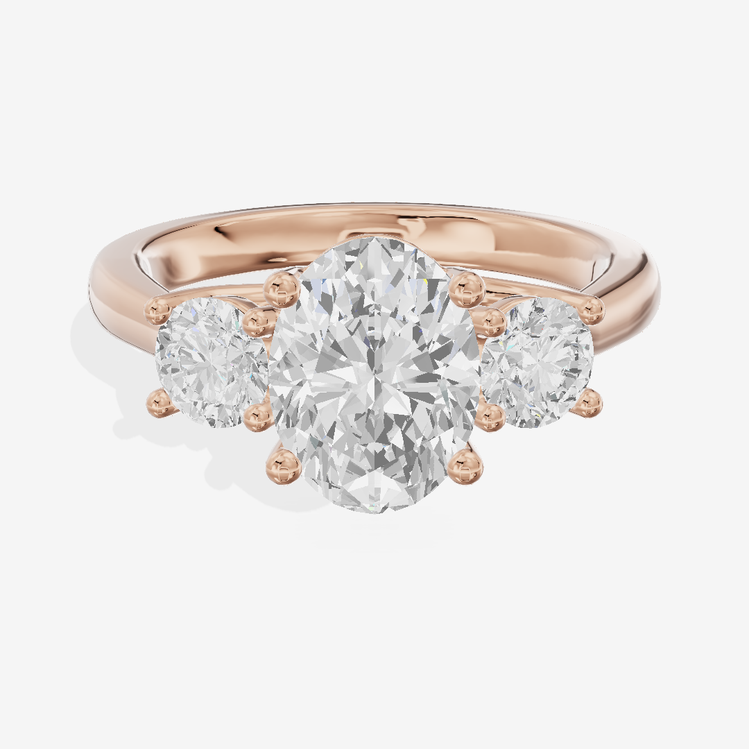 Petite Selenia Three Stone Oval Engagement Ring (1/3 ct. tw.) in 18K Rose Gold