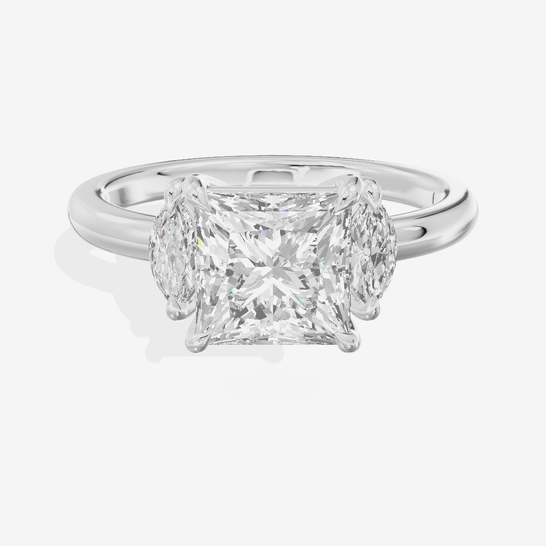 Classic Sincere Three Stone Princess Engagement Ring (1/3 ct. tw.) in 14K White Gold