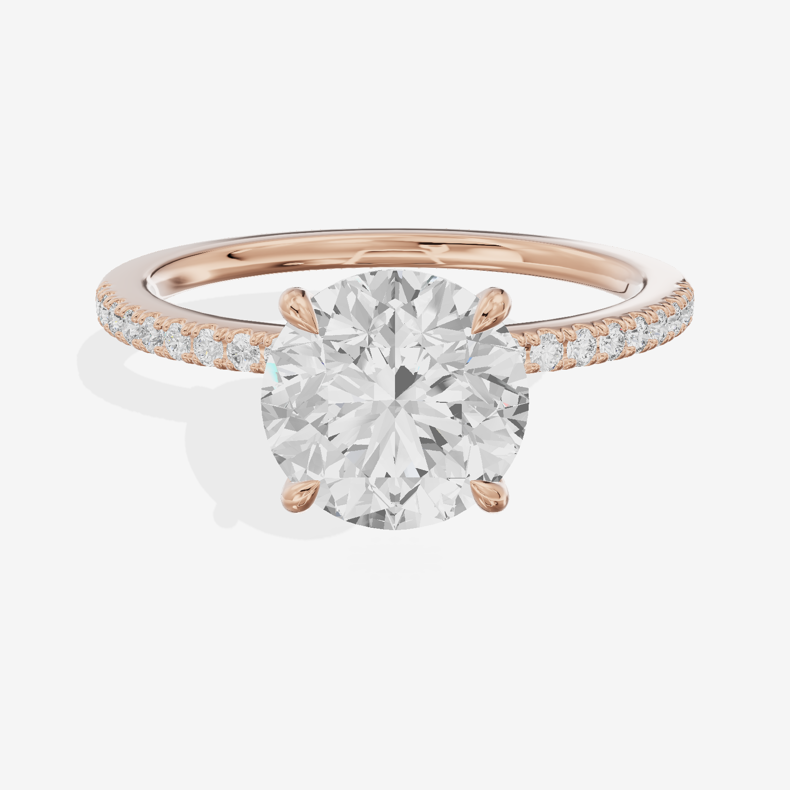 Grand Mirelle Round Hidden Halo Engagement Ring (1/5 ct. tw.) in 18K Rose Gold