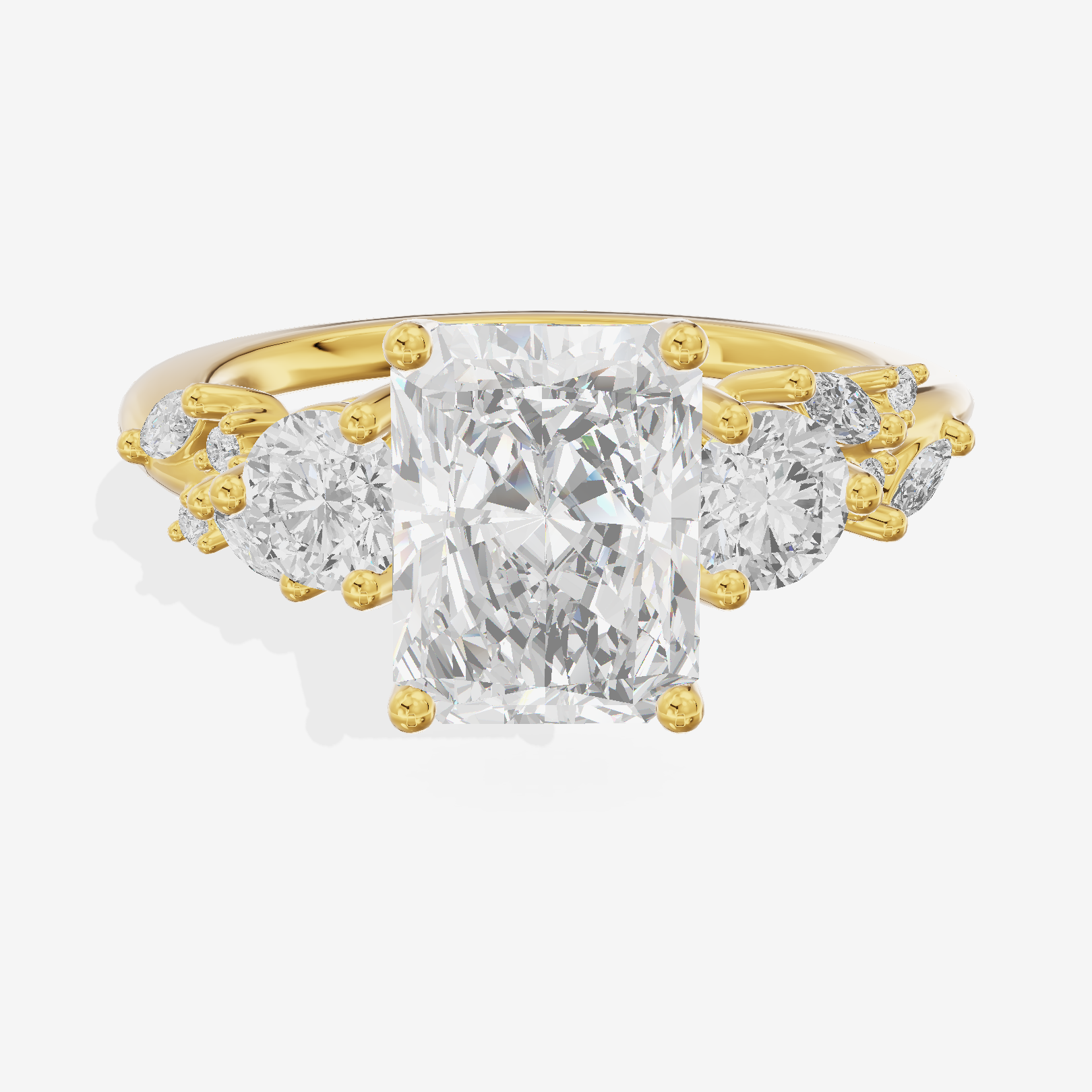 Adorae Three Stone Radiant Engagement Ring (3/5 ct. tw.) in 18K Yellow Gold